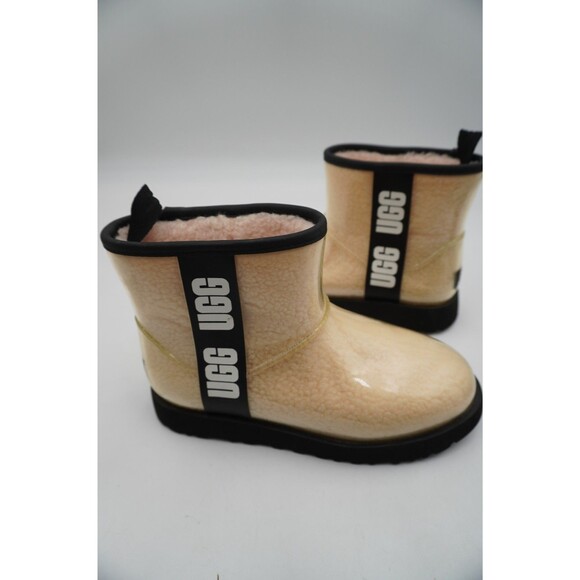 UGG CLASSIC CLEAR MINI NATURAL/BLACK WATERPROOF BOOT US 8/ EU 39 /UK 6 Shearling